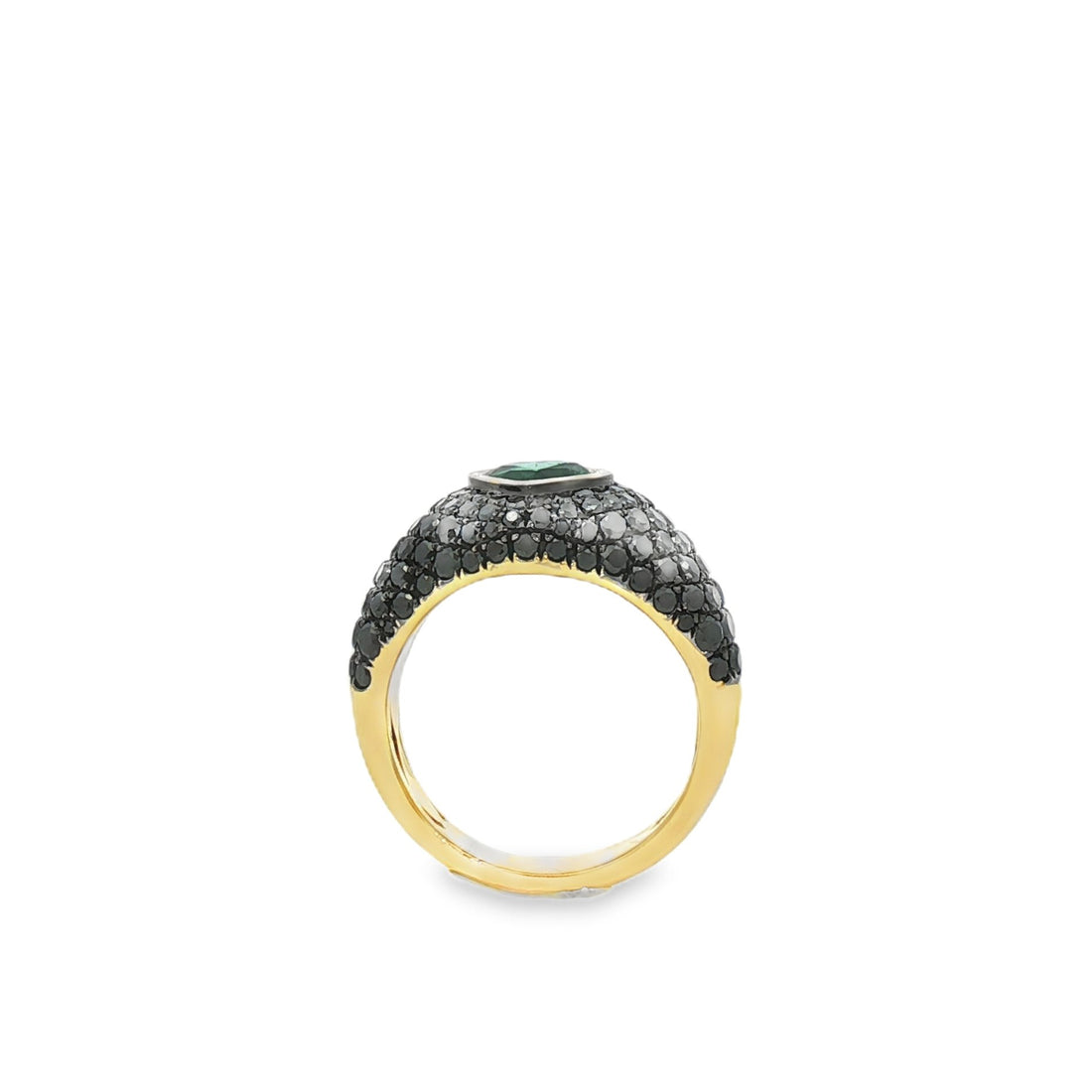 18kt Yellow Gold Diamond And Green Emerald Ring