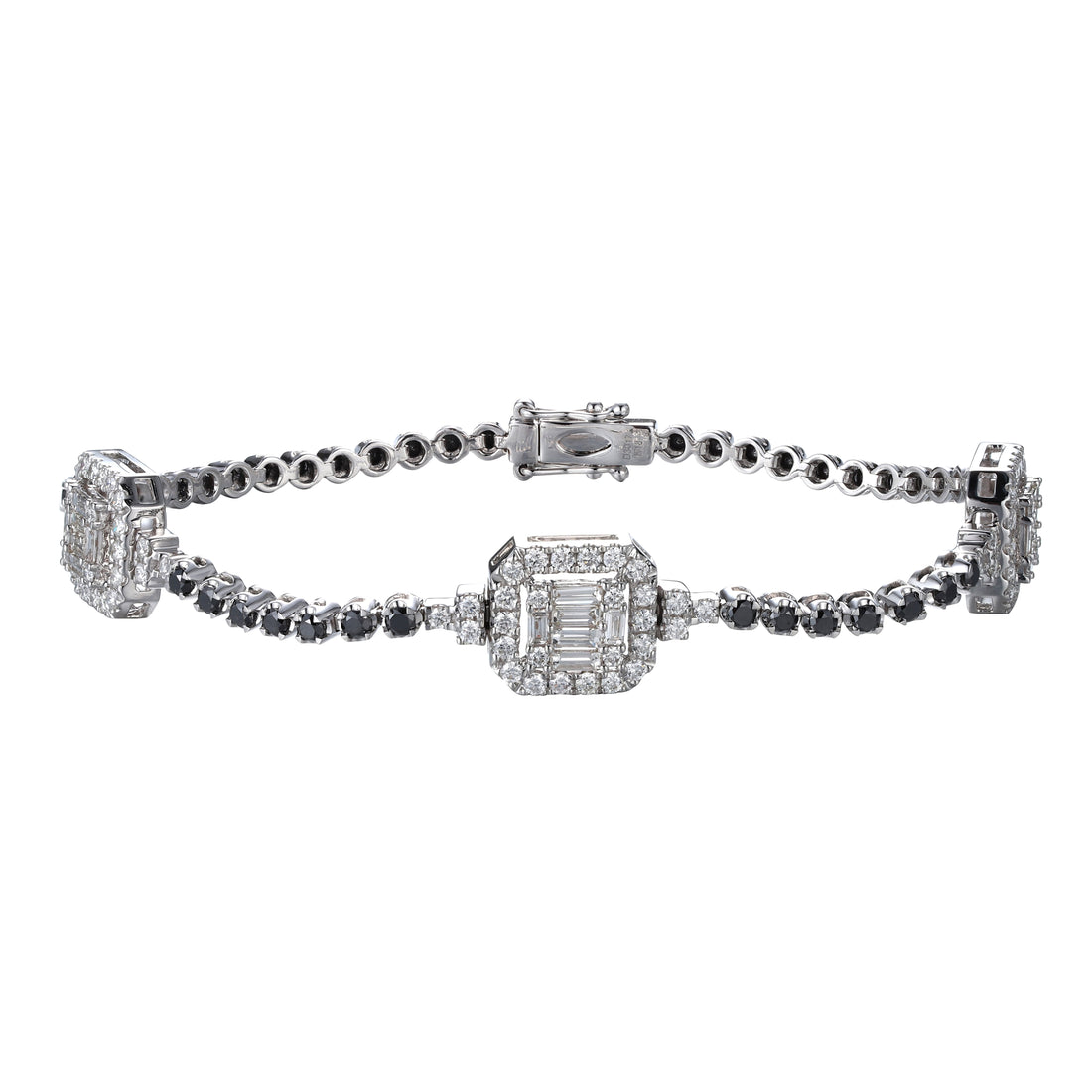 18kt White Gold Diamond and Black Diamond Tennis Bracelet