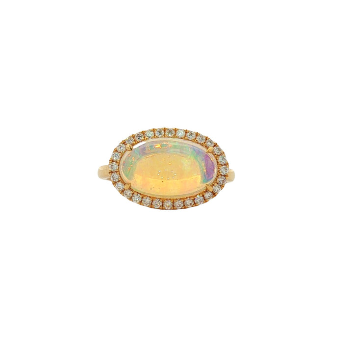 18kt Yellow Gold Diamond And Opal Ring