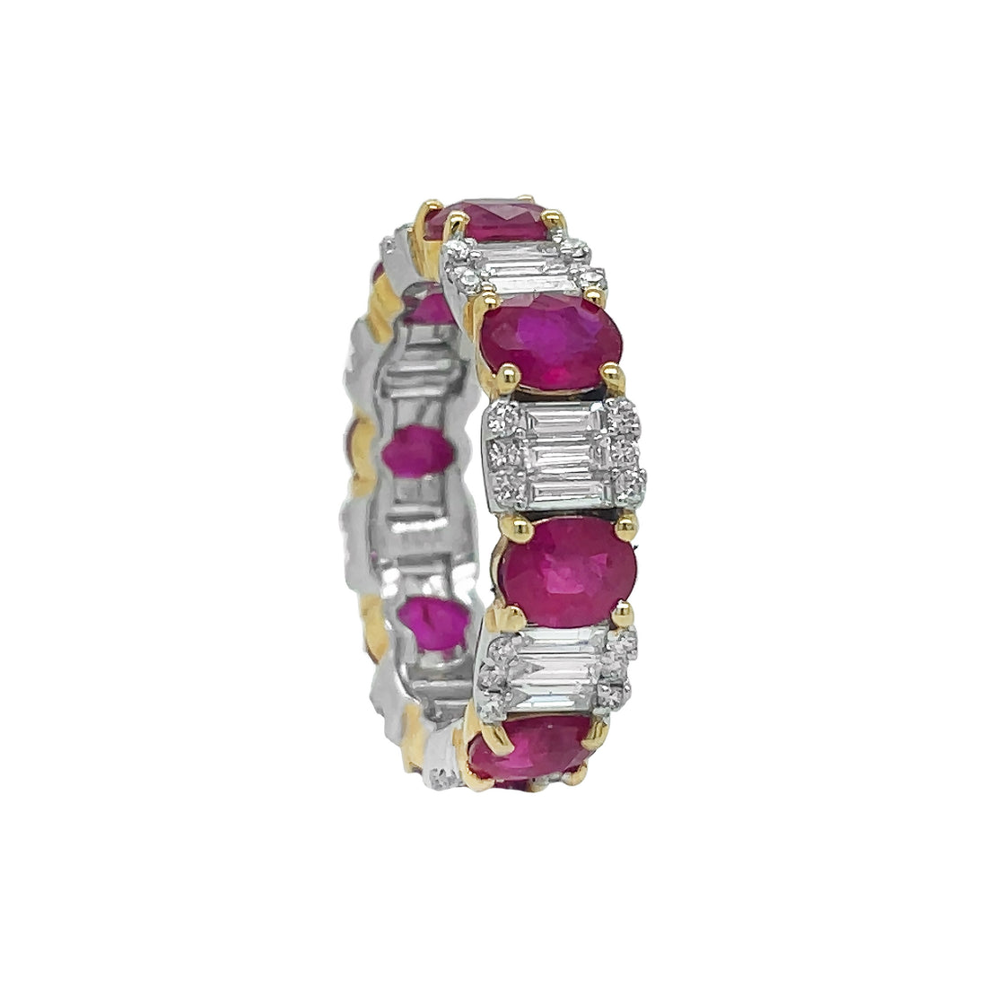 18kt White And Yellow Gold Diamond And Ruby Band