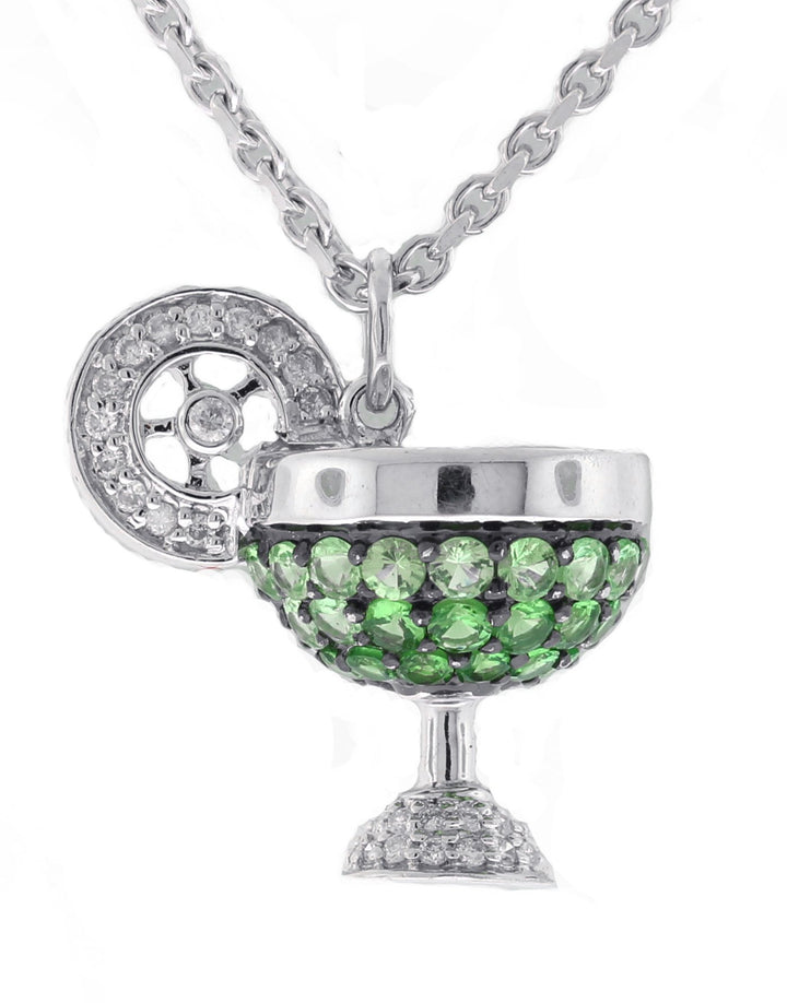 18kt White Gold Martini Glass Pendant