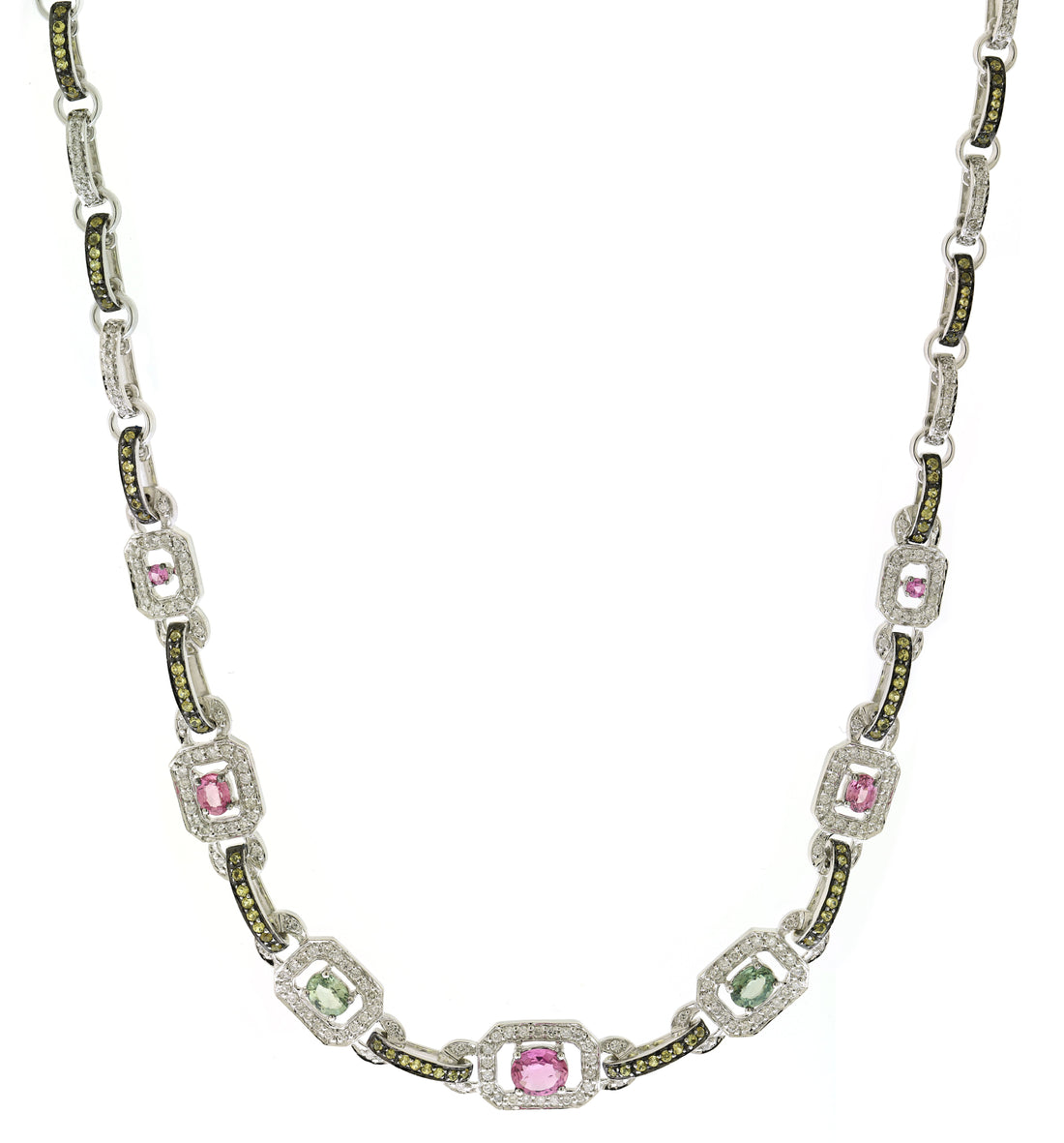 18kt White Gold Color Stone Necklaces