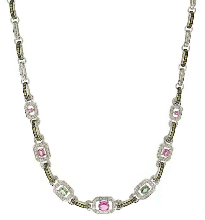 18kt White Gold Color Stone Necklaces