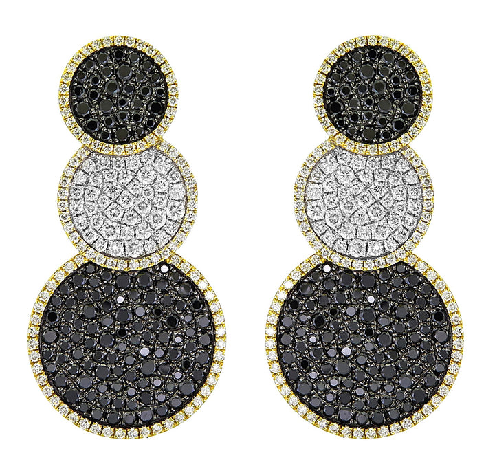 18kt Yellow Gold Diamond and Black Diamond Earrings