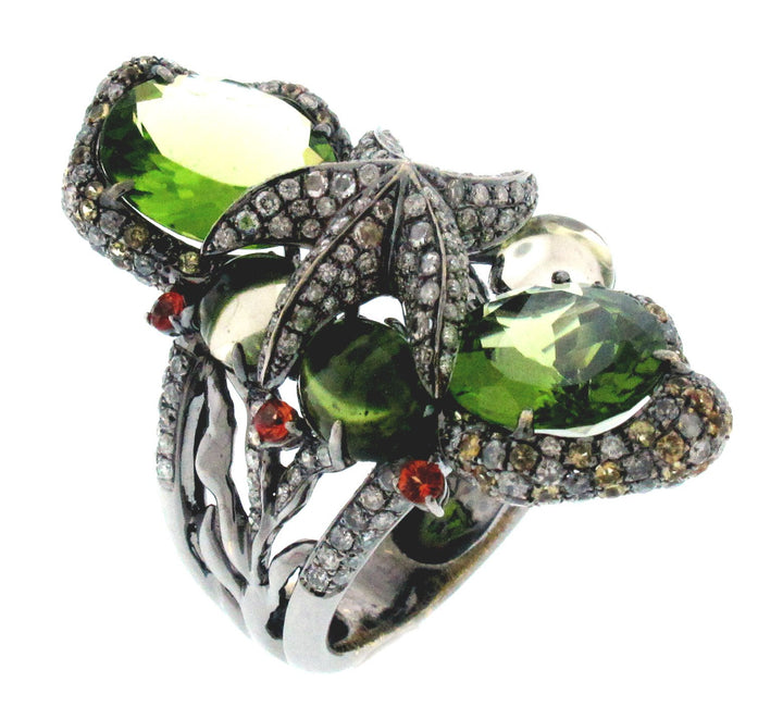 18kt Black Gold Peridot  Ring