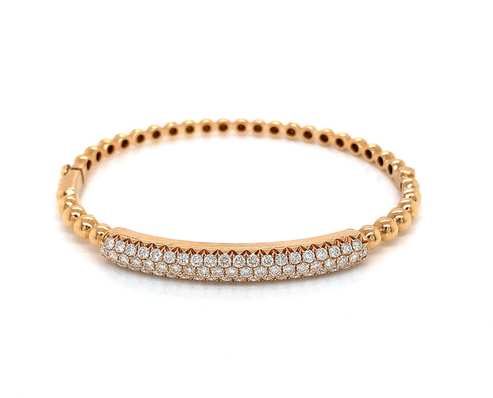 18kt Rose Gold Diamond and Beaded Bangle
