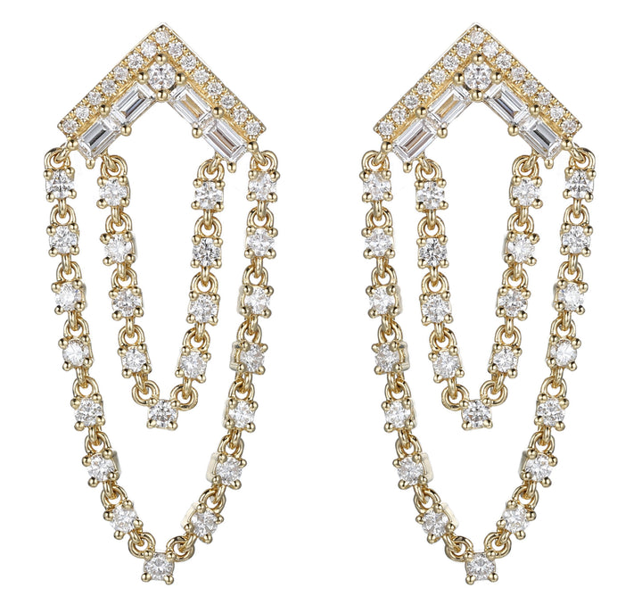 18kt Yellow Gold Diamond Dangling Earrings