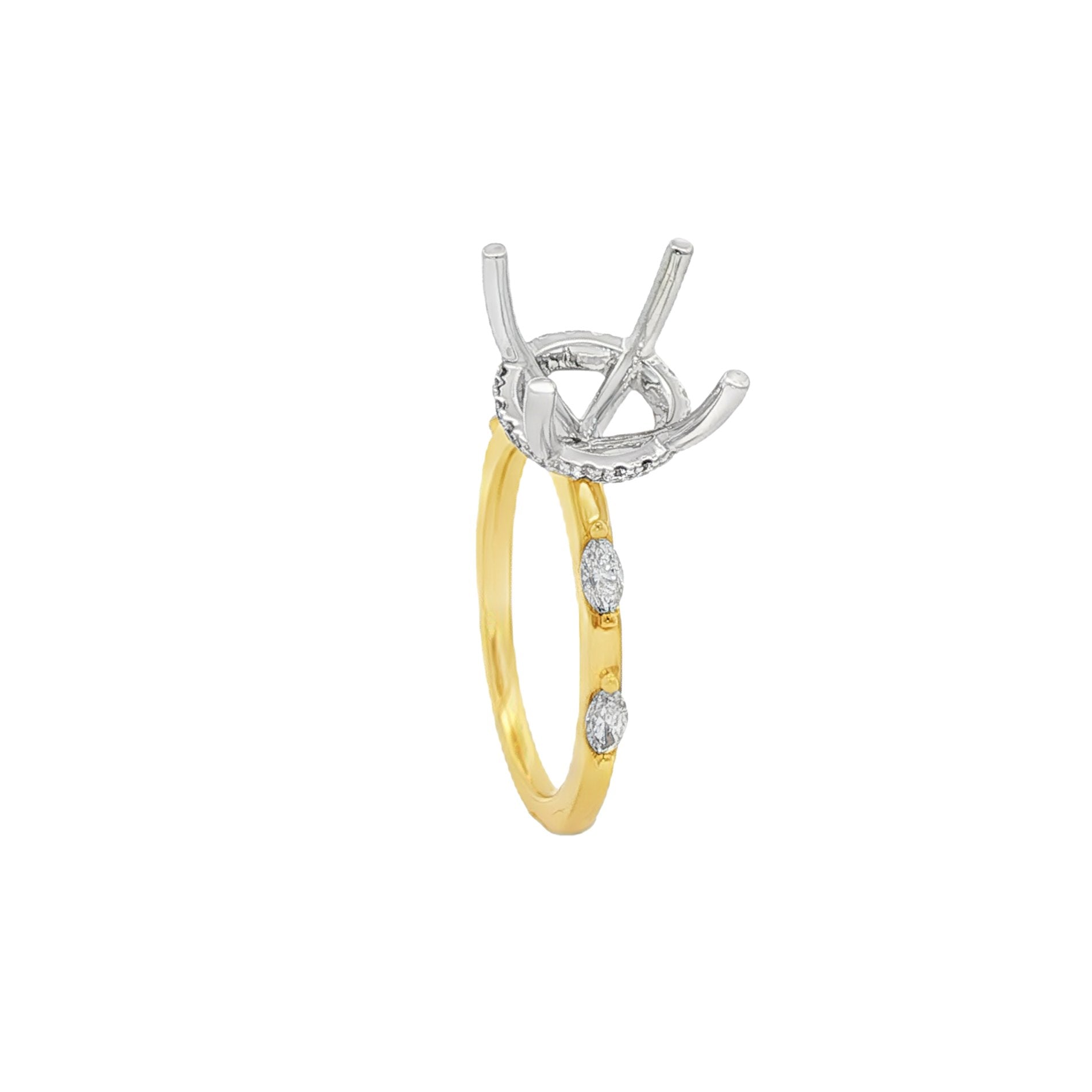 18kt Yellow And White Gold Diamond Semi-Mount