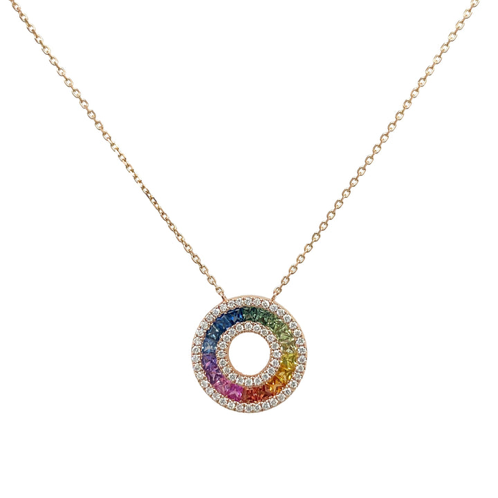 18kt Rose Gold Diamond And Sapphire Pendant