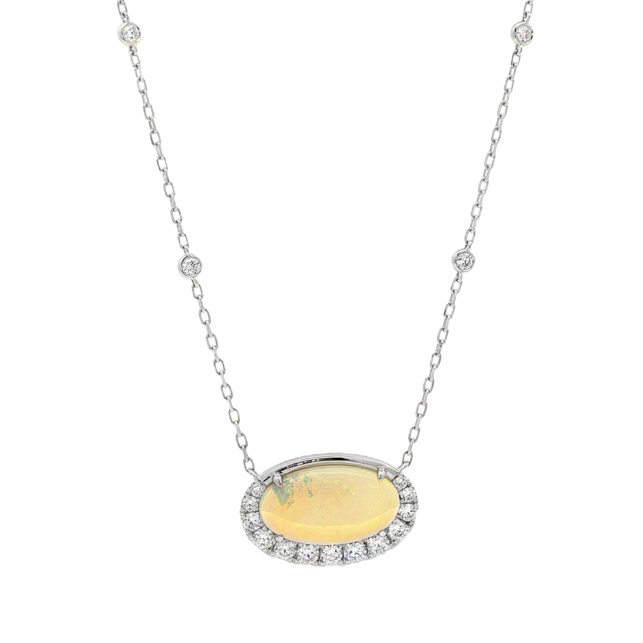 18kt White Gold Diamond And Opal pendant