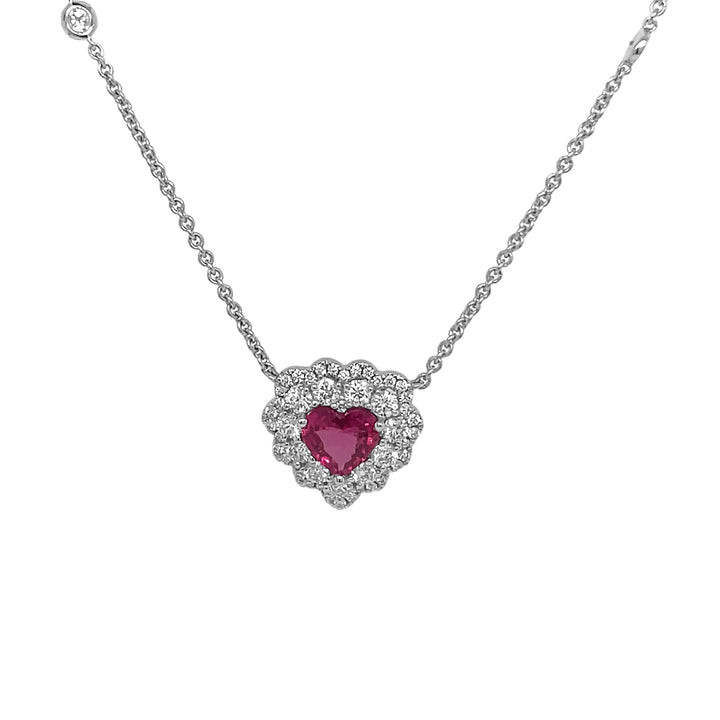 18kt White Gold Diamond And Ruby Pendant