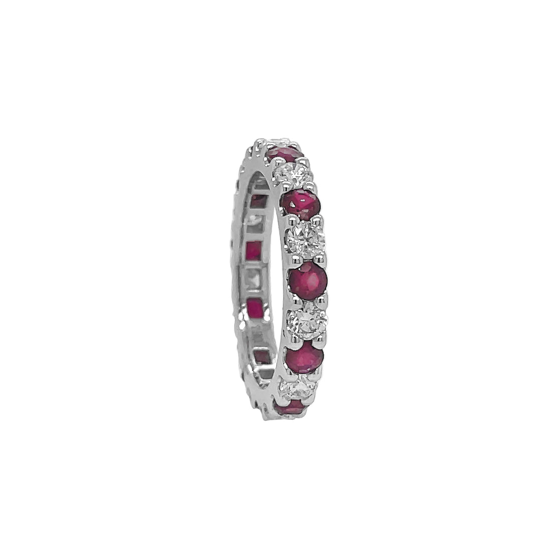 18kt White Gold Diamond and Ruby Band