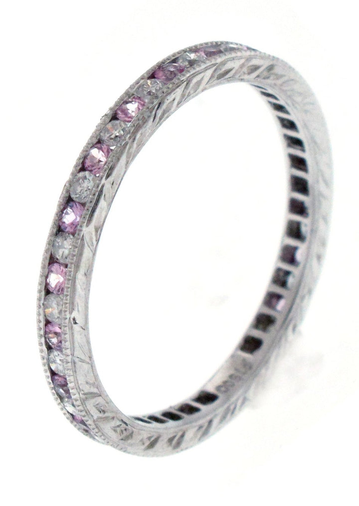 18kt White Gold Pink Sapphire Band