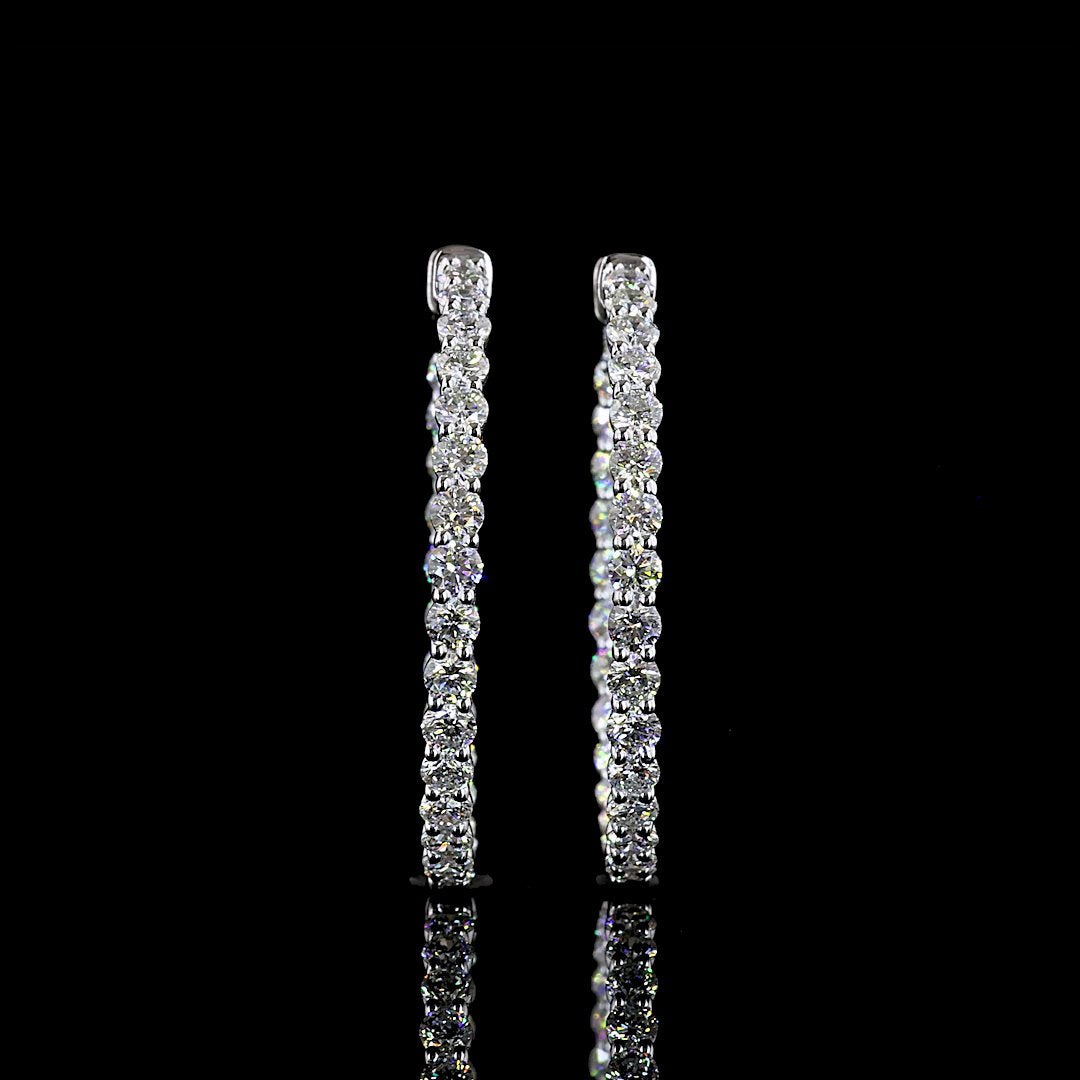 14kt White Gold Lab Diamond Hoops