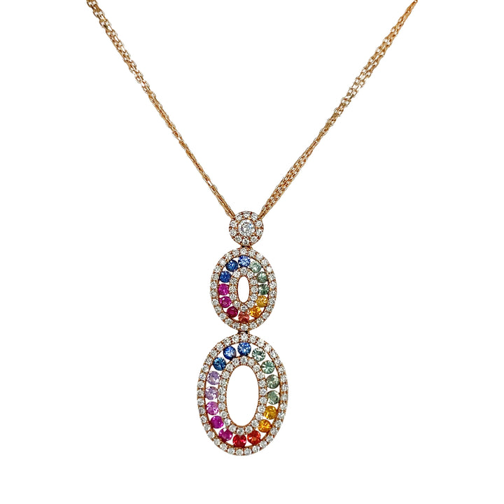 18kt Rose Gold Diamond And Sapphire Pendant