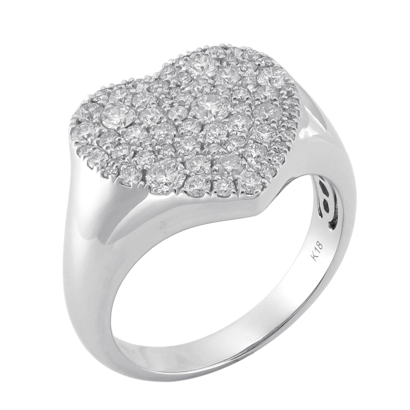 18kt White Gold Diamond Heart Shaped Ring