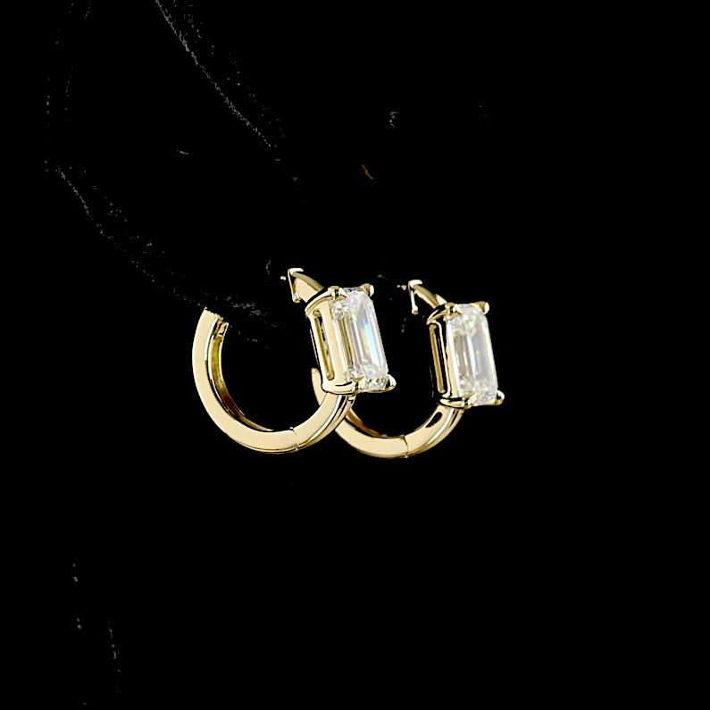 14kt Yellow Gold Lab Diamond Huggie Earrings