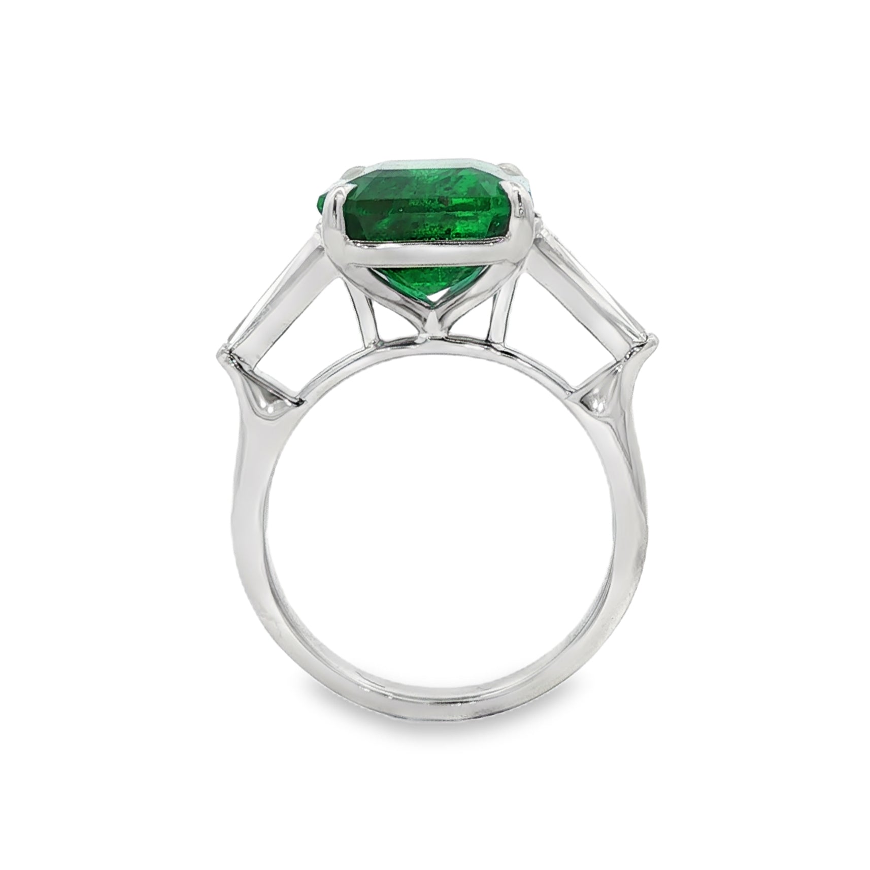 18kt White Gold Diamond And GIA Certified Green Emerald Ring