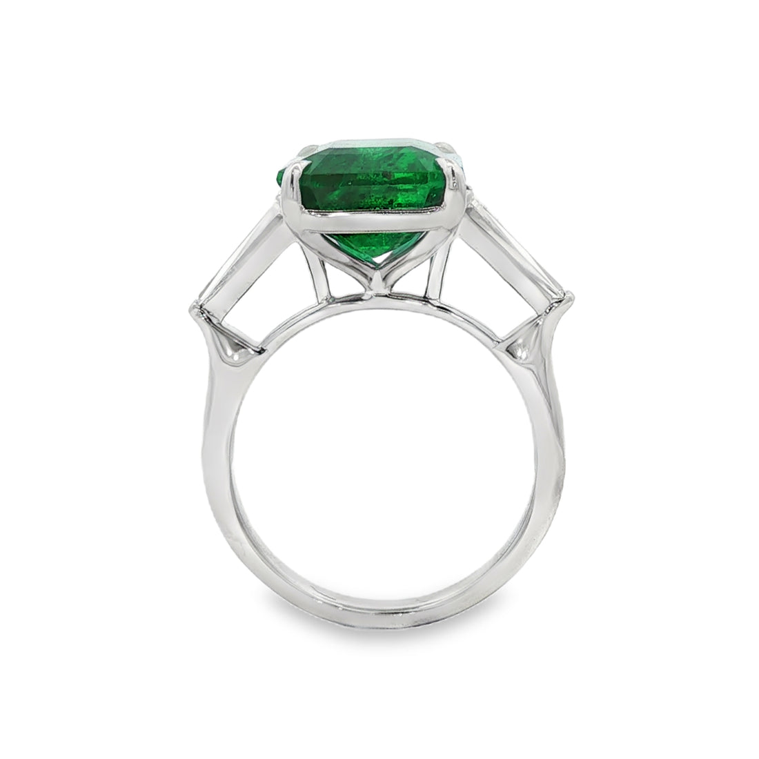18kt White Gold Diamond And GIA Certified Green Emerald Ring
