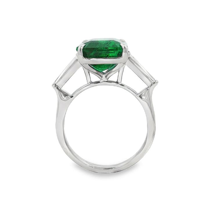 18kt White Gold Diamond And GIA Certified Green Emerald Ring