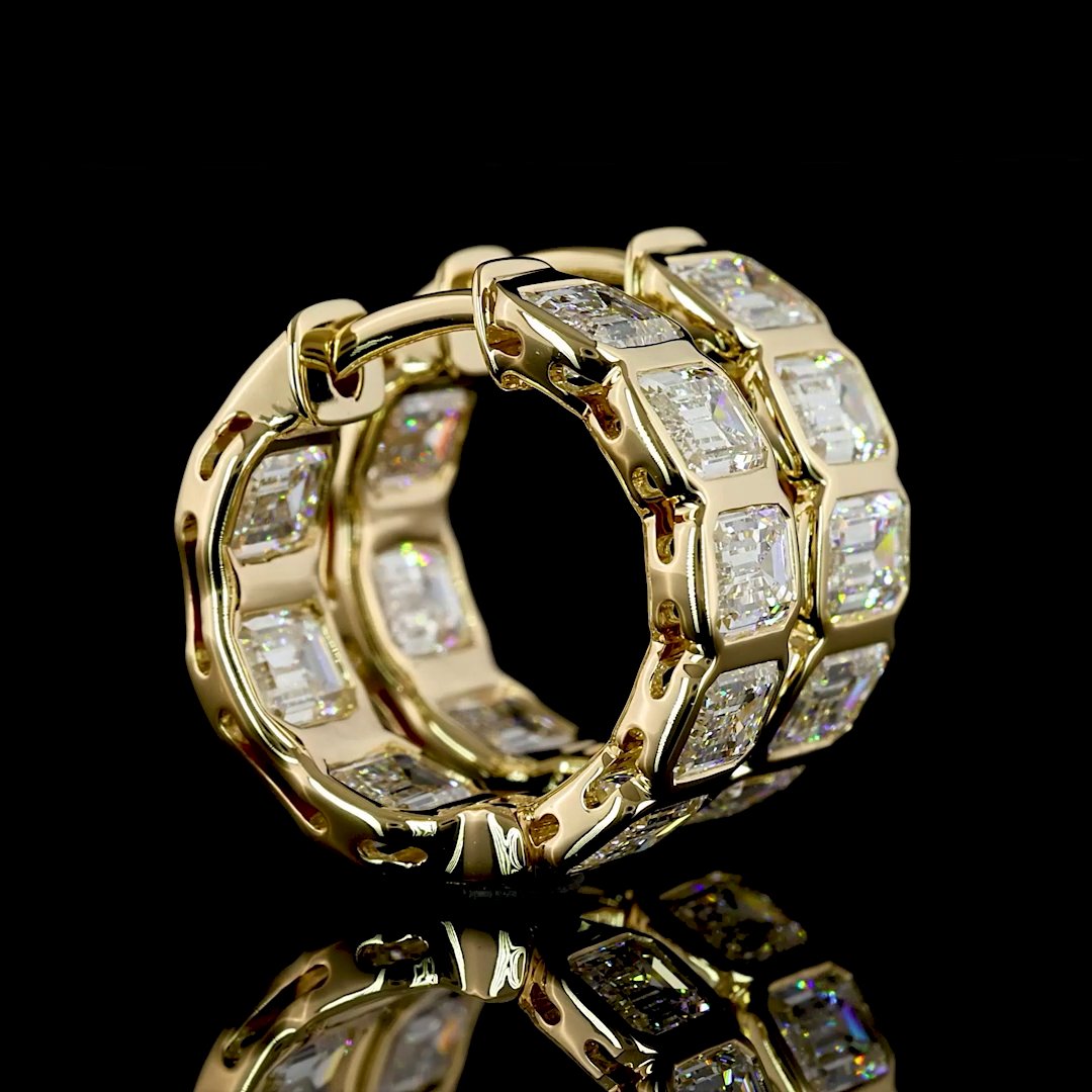 14kt Yellow Gold Lab Diamond Huggie Earrings