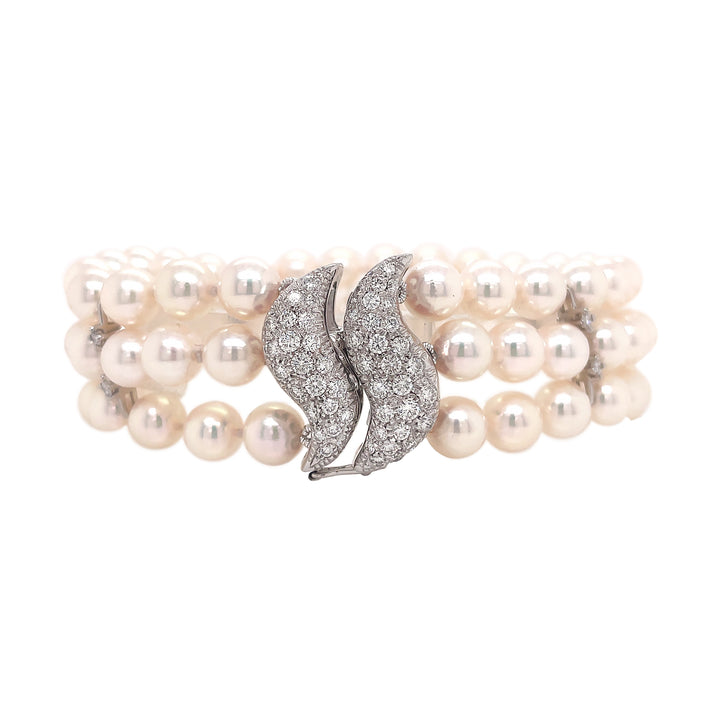 18kt White Gold Diamond and Pearl Bracelet