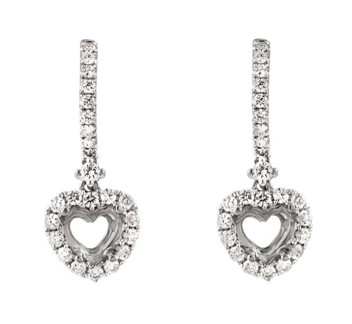 18kt White Gold Diamond Dangling Earrings Mounting