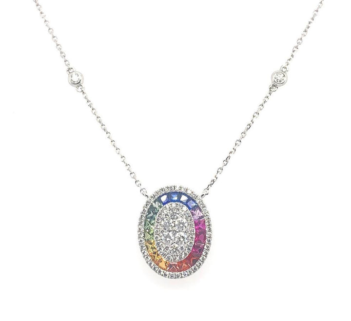 18kt White Gold Diamond And Sapphire Necklace