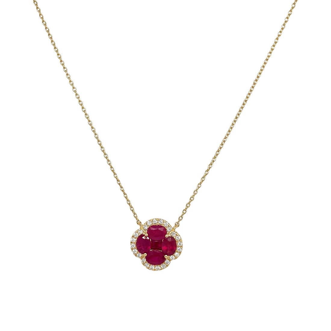 18kt Yellow Gold Diamond and Ruby Pendant