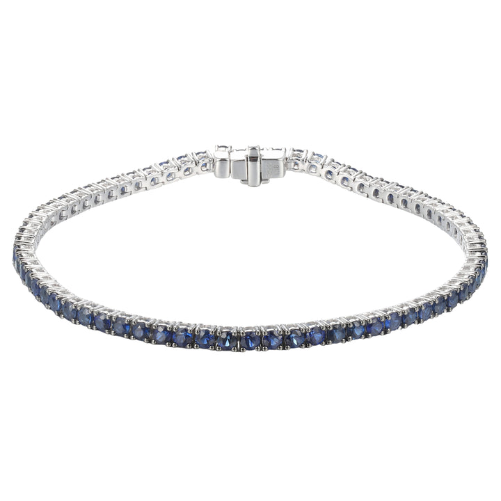 18kt White Gold Diamond and Blue Sapphire Tennis Bracelet