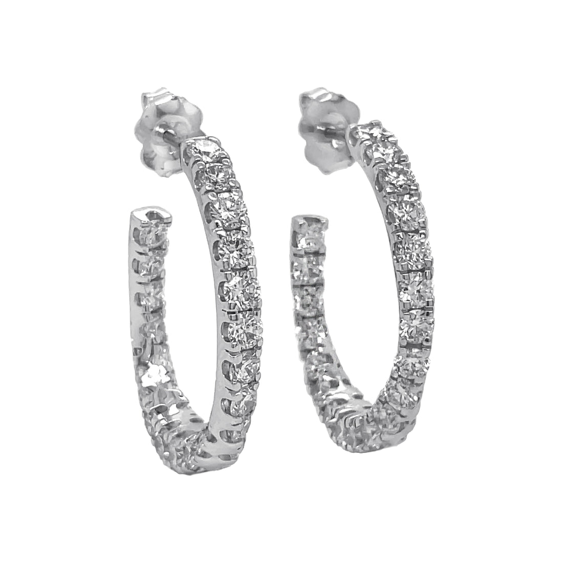 14kt White Gold Lab Diamond Hoops