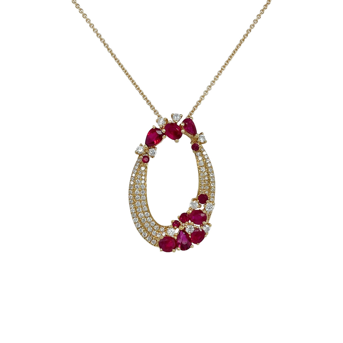 18kt Yellow Gold Diamond and Ruby Pendant