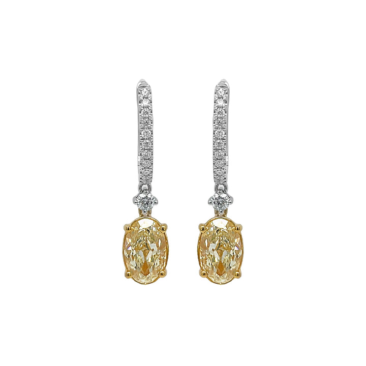 18kt White and Yellow Gold Yellow Diamond Dangling Earrings