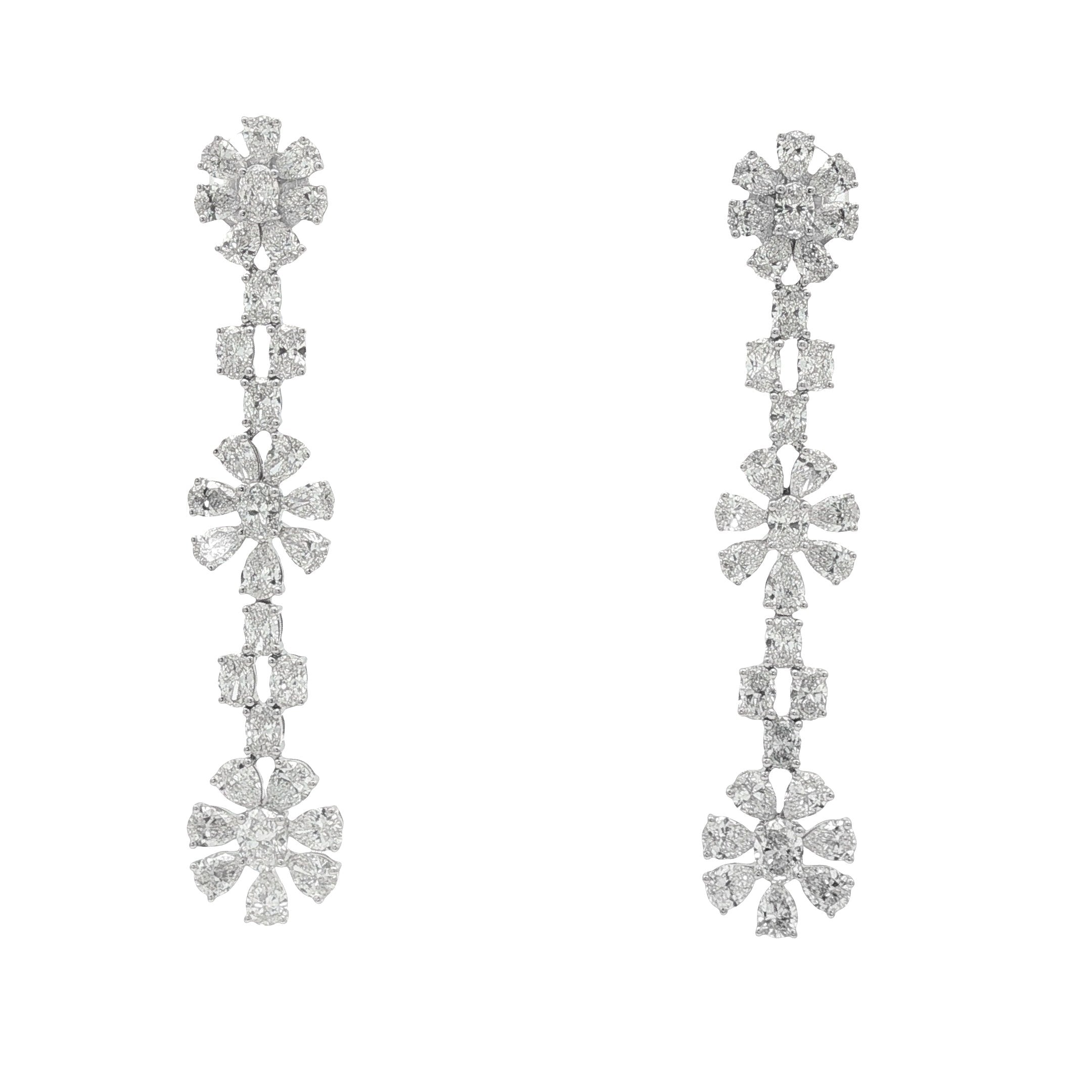 14kt White Gold Lab Diamond Dangling Earrings
