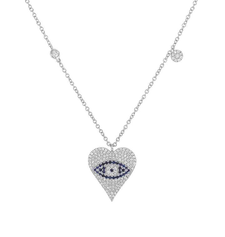 18kt White Gold Diamond and Sapphire Pendant