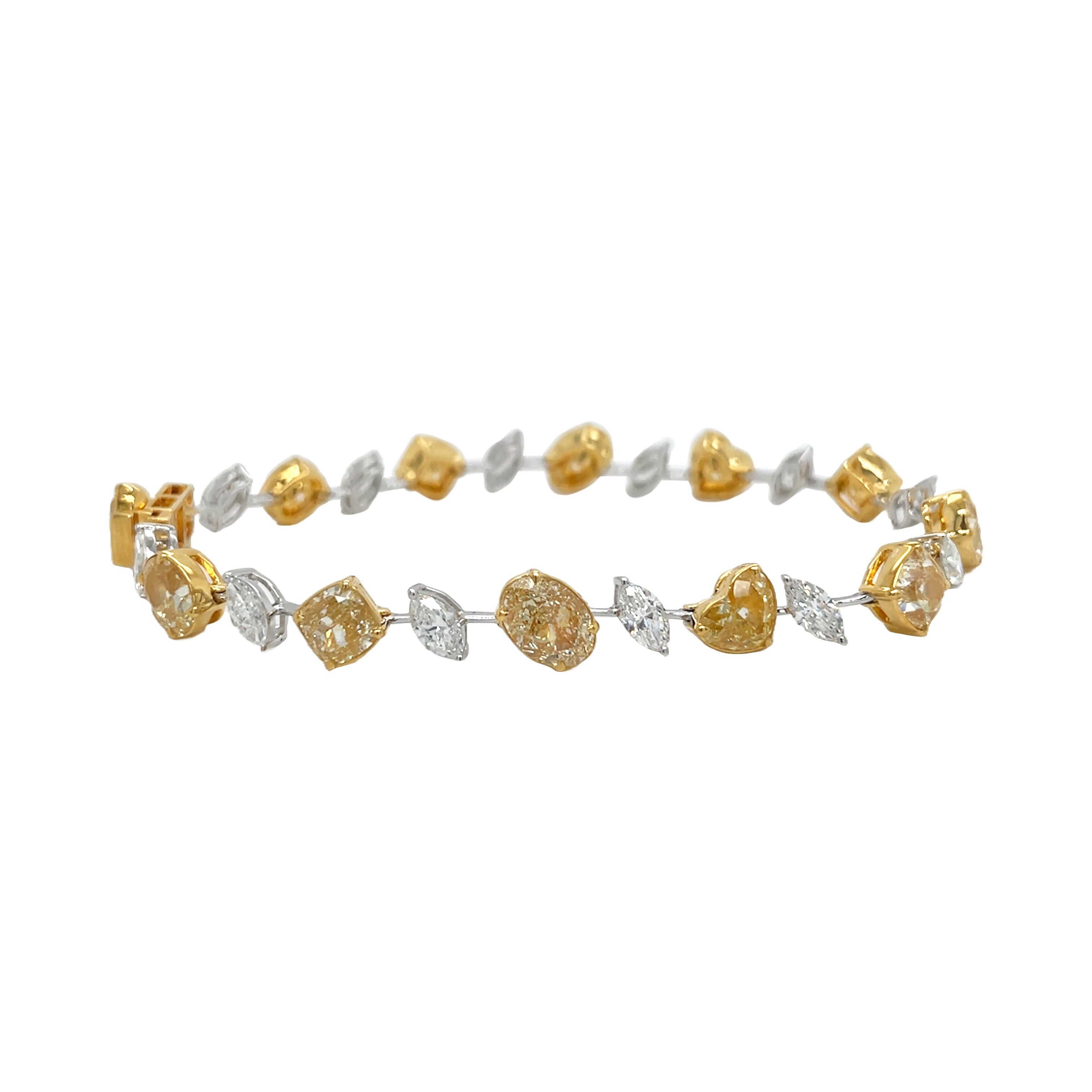 18kt White And Yellow Gold Diamond Tennis Bracelet