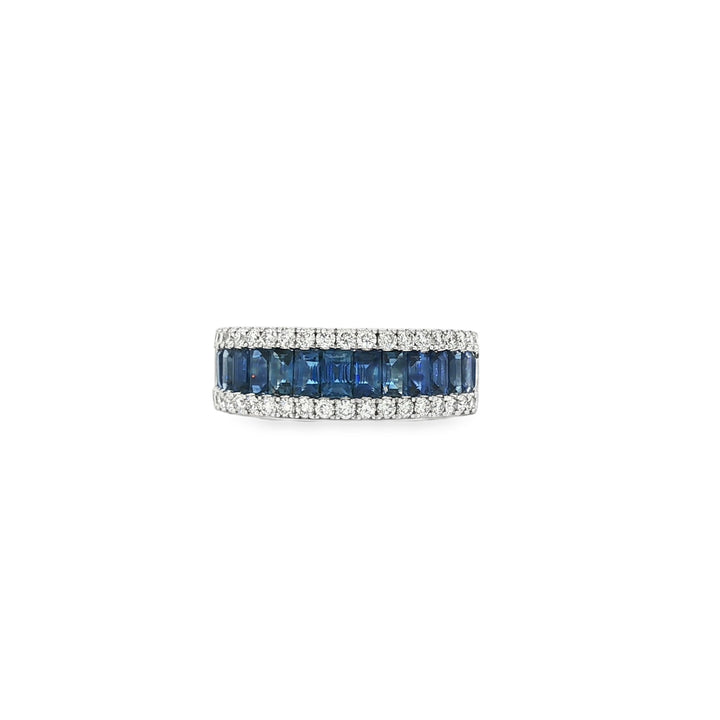 Platinum Diamond And Sapphire Half-Way Band