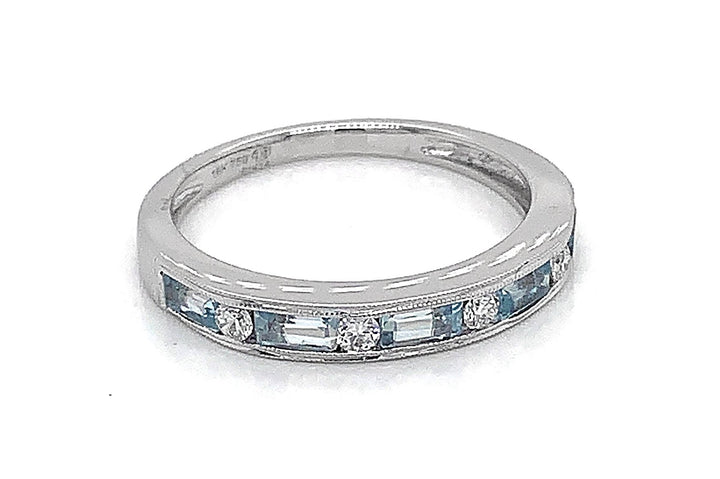 18kt White Gold Diamond and Topaz Band