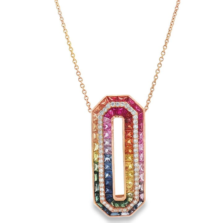 18kt Rose Gold Diamond And Sapphire Pendant