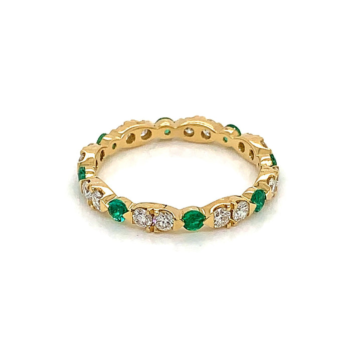 18kt Yellow Gold Diamond and Emerald Eternity Band