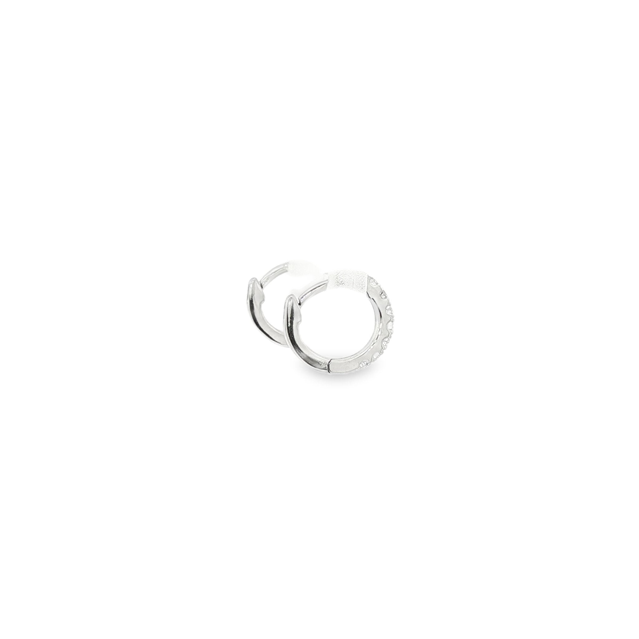 14kt White Gold Diamond Huggie Earrings