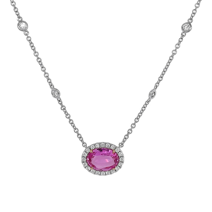 18kt White and Rose Gold Diamond and GIA Certified Sapphire Pendant