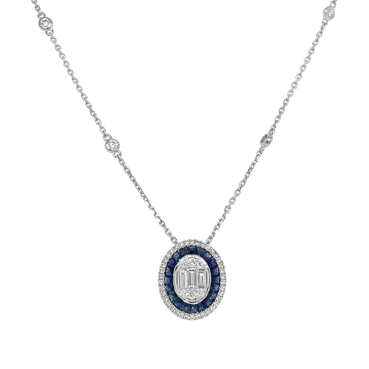18kt White Gold Diamond and Sapphire Pendant