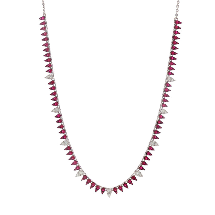 18kt White Gold Diamond And Ruby Necklace