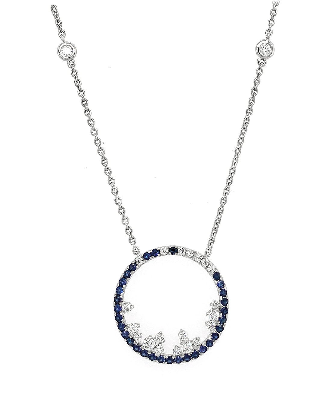 18kt White Gold Diamond and Sapphire Necklace