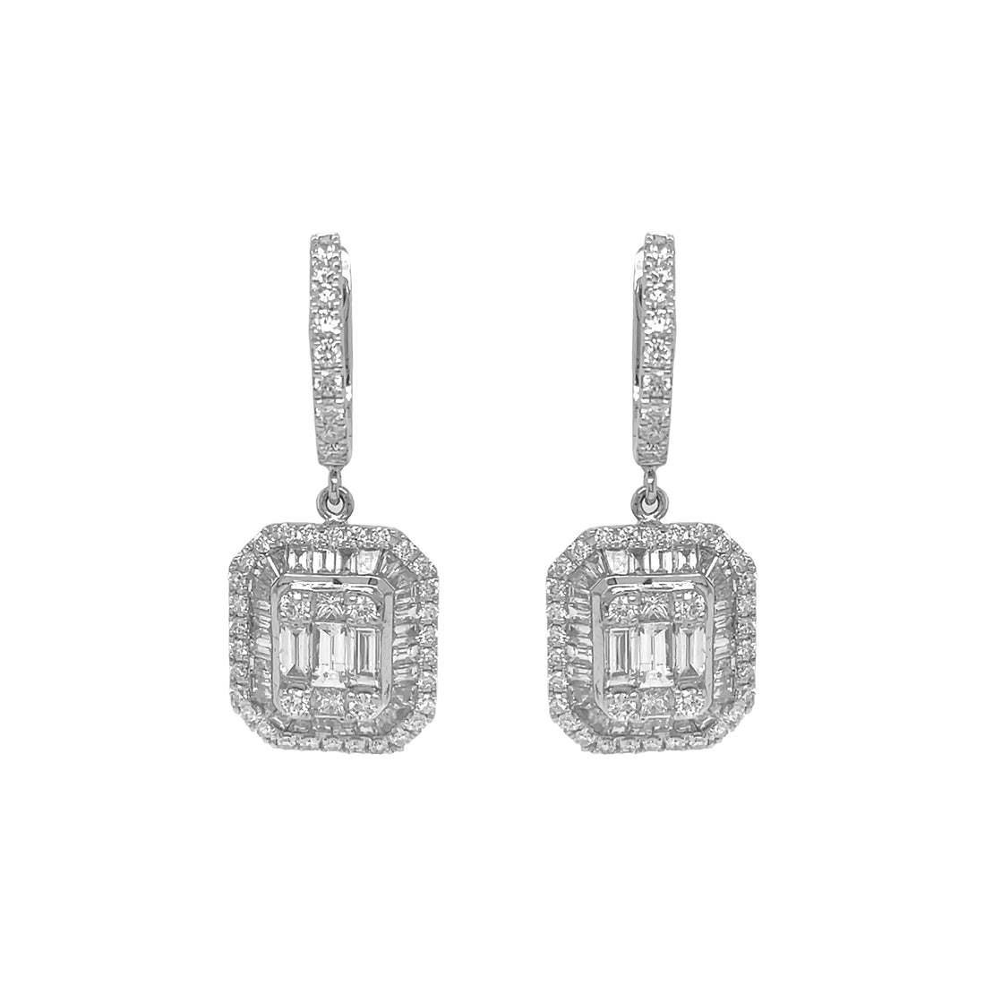 18kt White Gold Diamond Dangling Earrings