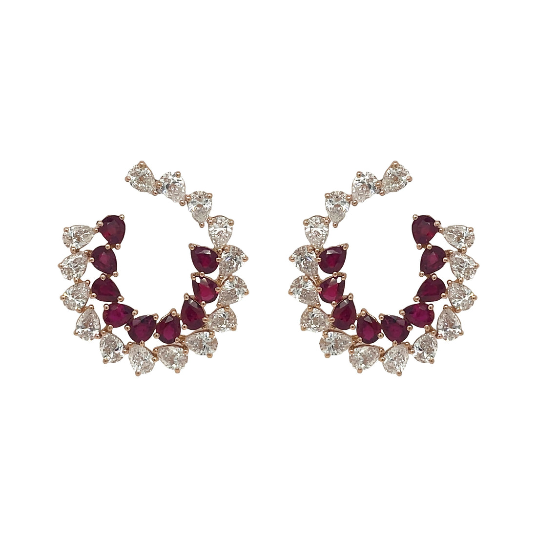 18kt Rose Gold Diamond And Ruby Earrings