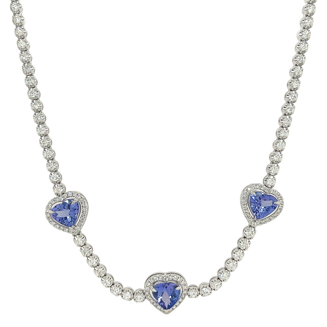 18kt White Gold Diamond and Tanzanite Necklace