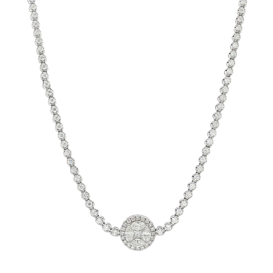 18kt White Gold Diamond Tennis Necklace