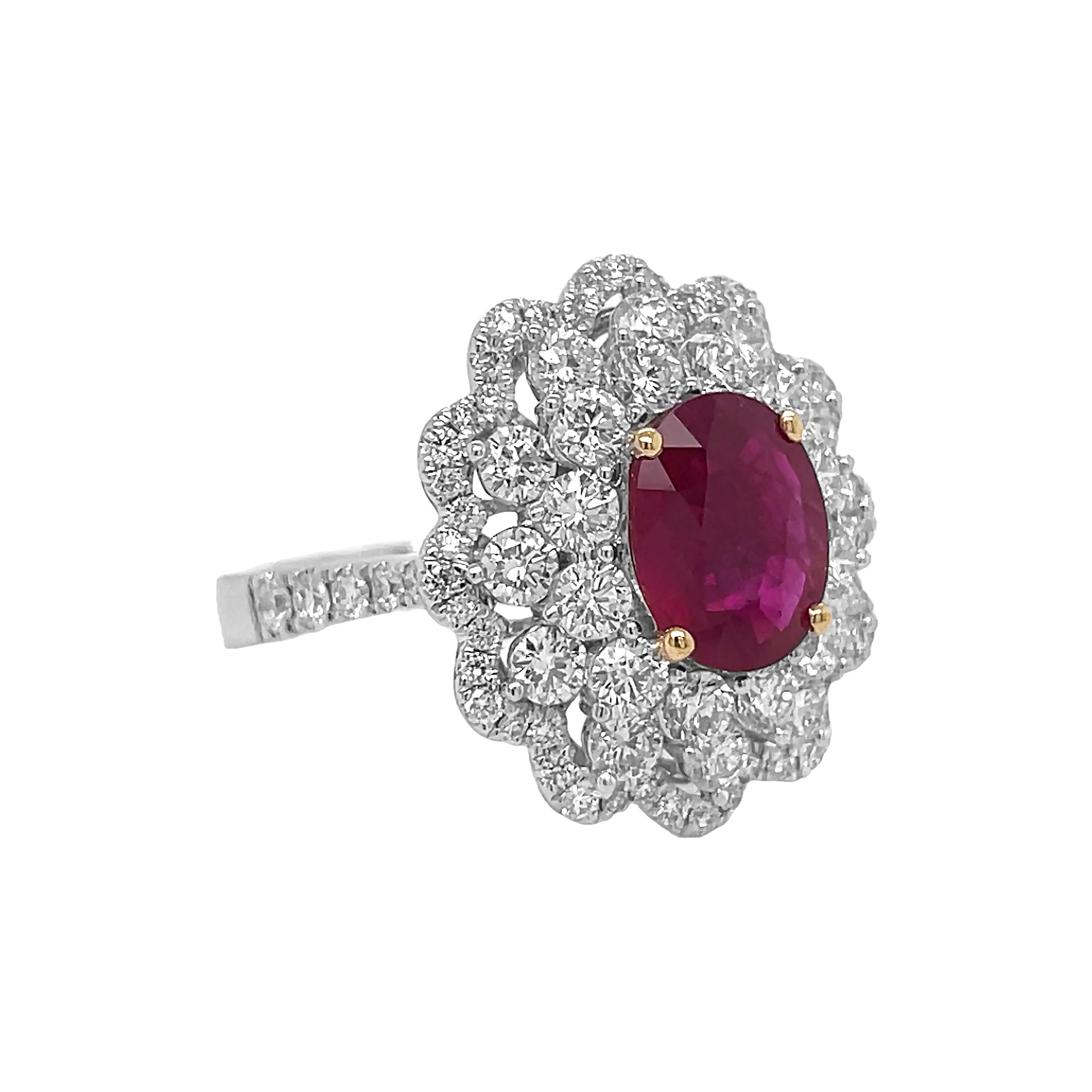 18kt White Gold Diamond And Ruby Ring